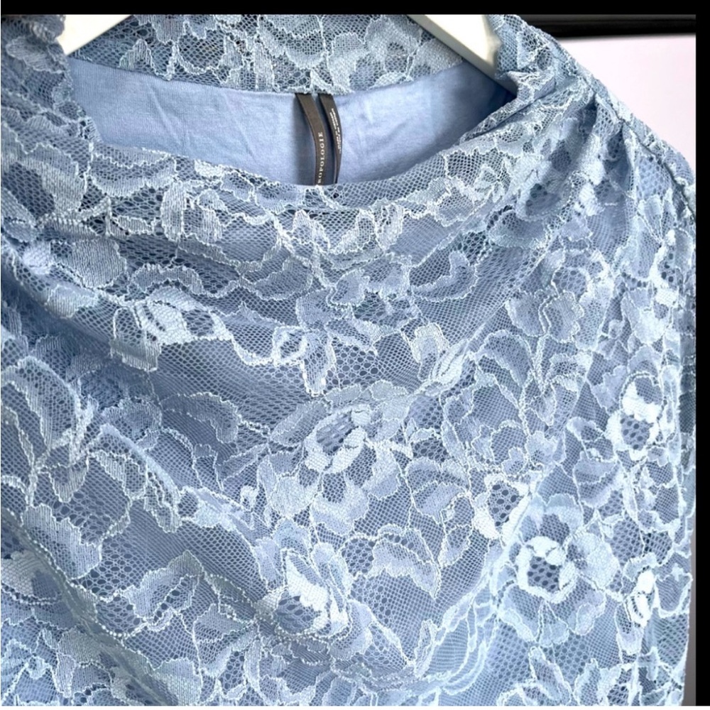 NWT Anthropologie The Maya Ruched Cowl-Neck Dress: Lace Edition Sky size XL - Picture 7 of 13